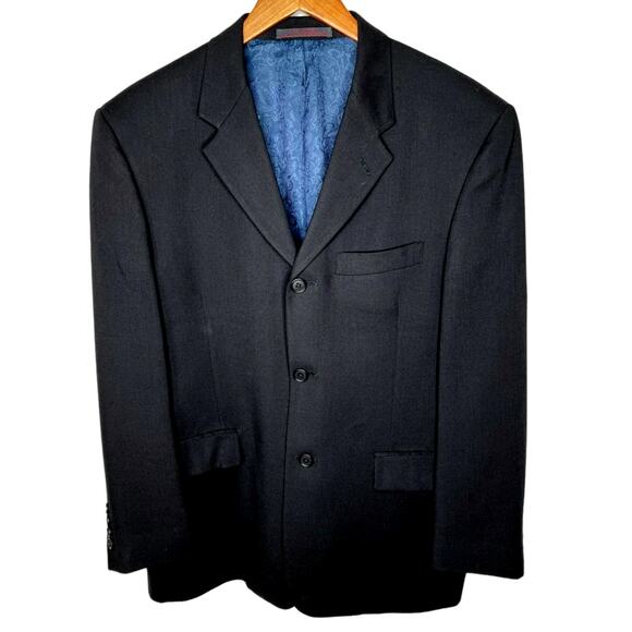 Ted Baker Mens 40R Endurance WOOL Blazer Suit Jacket 3 Button Black EUC! - Picture 1 of 9